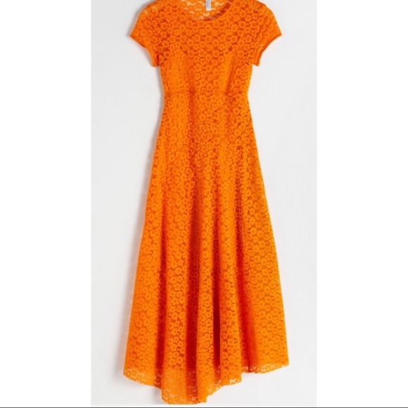 & other stories orange lace floral midi dress. Size 4 / S - Picture 4 of 5